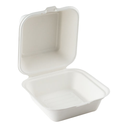 6x6x3" - Bagasse Clamshell Container (Eco Friendly)