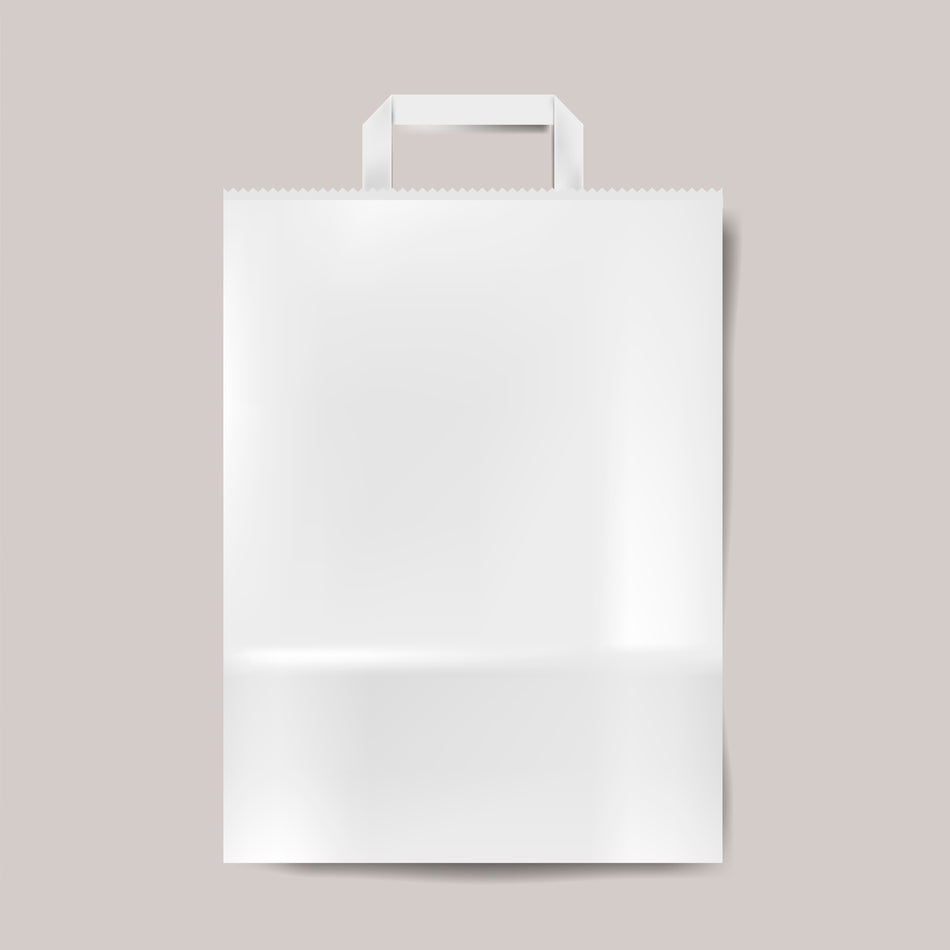 8x5x11 - White Paper Flat Handle Bag