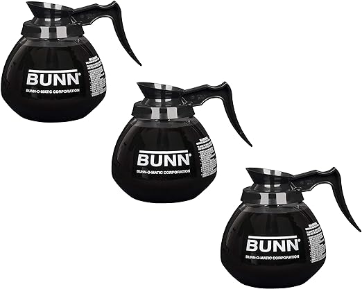 BUNN Coffee Pot Decanter/Carafe Black Regular - New Glass Design Shape - Ergonomic Handle - 12 Cup Capacity