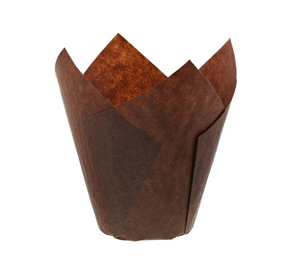 Enjay - BC-TUlip-Brown16 - BROWN TULIP BAKING CUPS  (2"X6 1/4"X61/4")