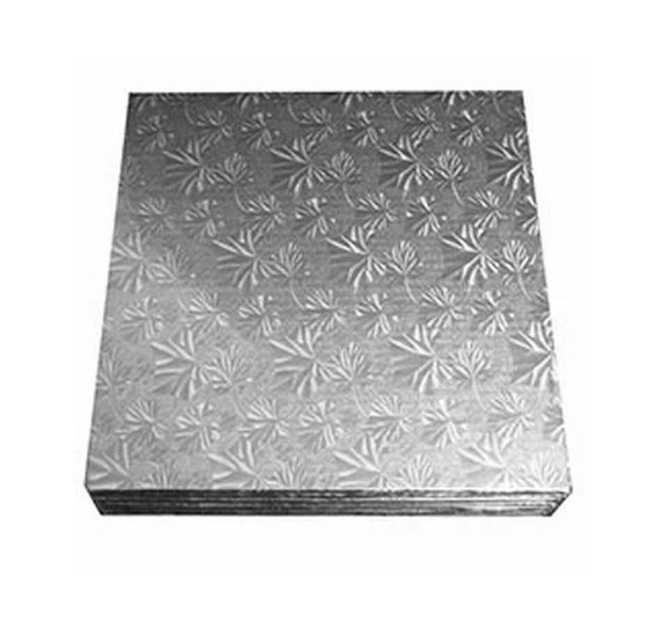 12" Square x 1/4" Thick - Silver Cake Board