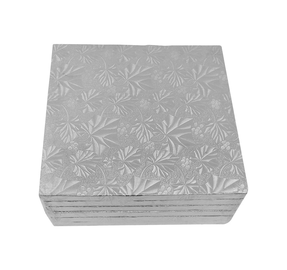 8" Square x 1/2" thick , Silver Cake Board