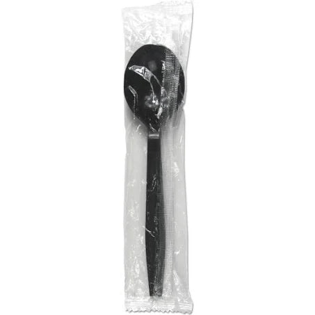 Black Medium Individually Wrapped Soup Spoons