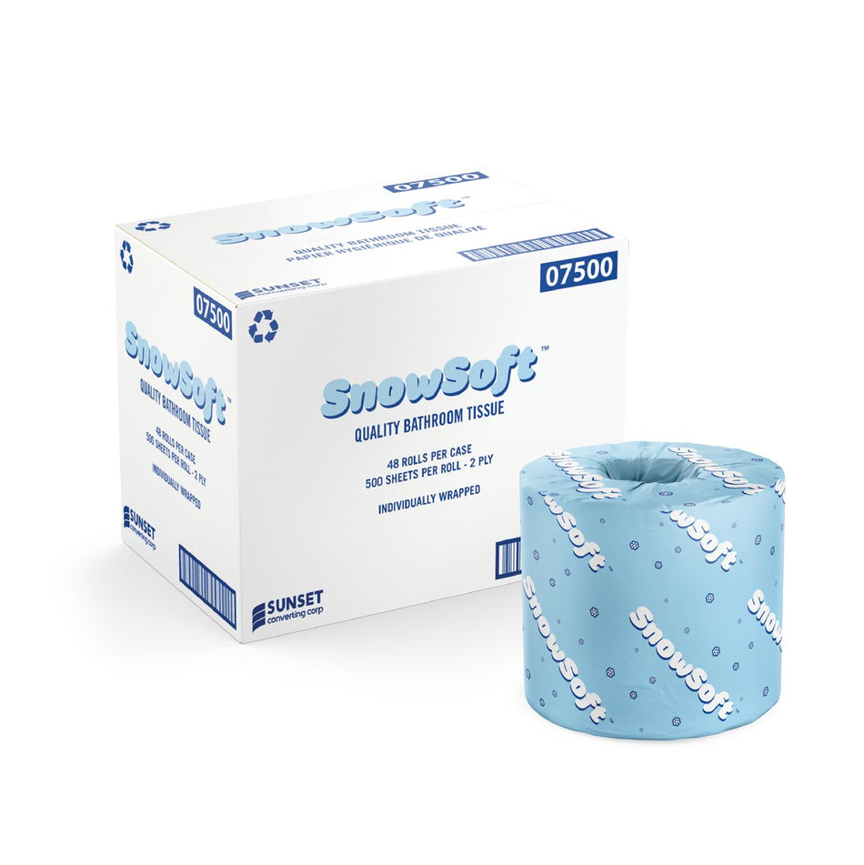 Snow Soft - 2 Ply Bathroom Tissue Rolls with 500 Sheets - 7500