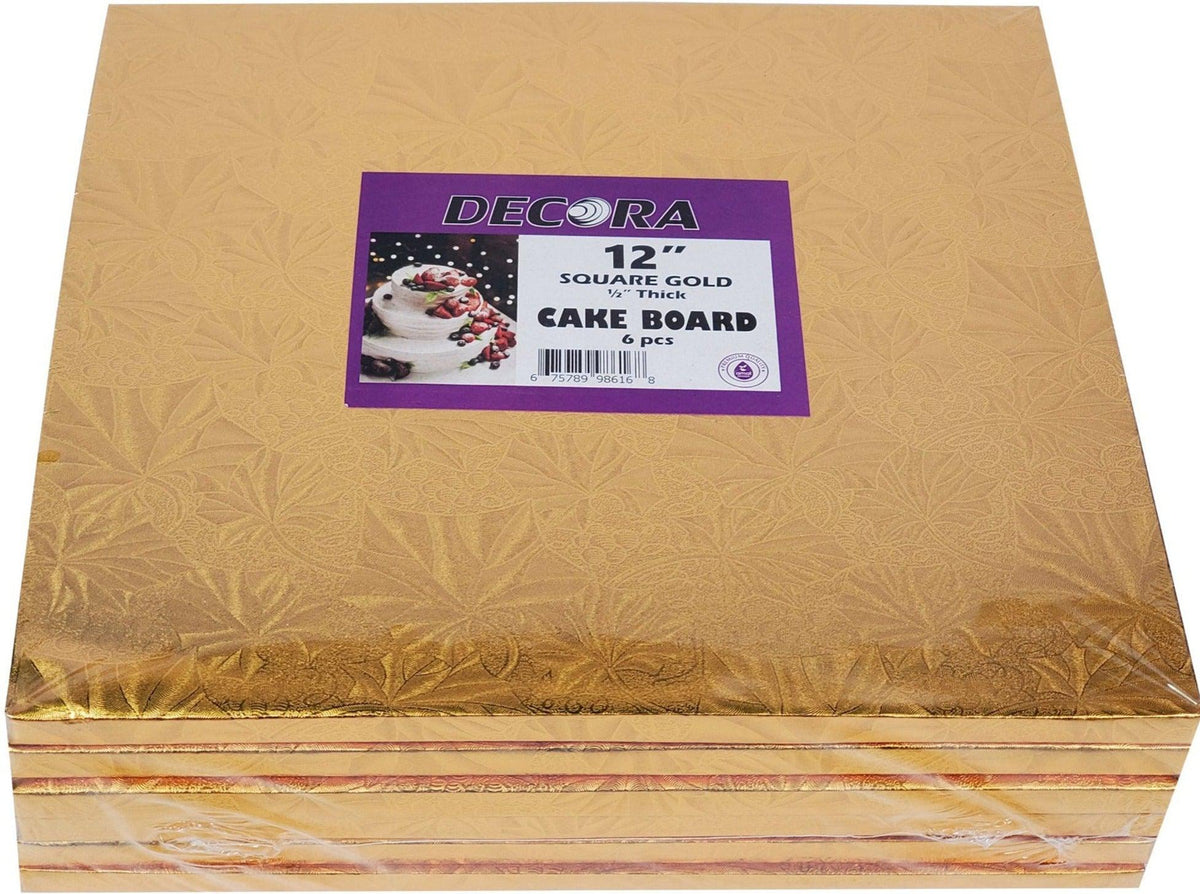 Decora - 12" Square 1/2" Cake Board - Gold