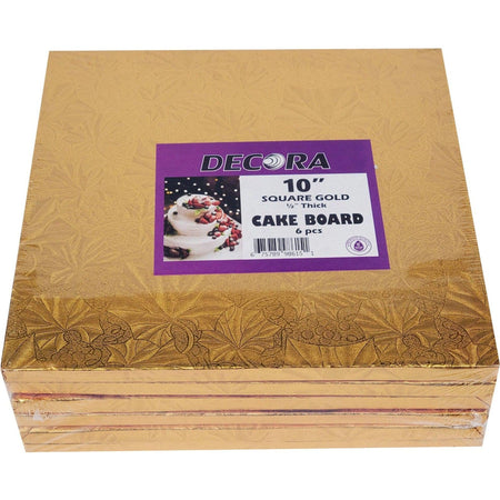 Decora - 10" Square 1/2" Cake Board - Gold