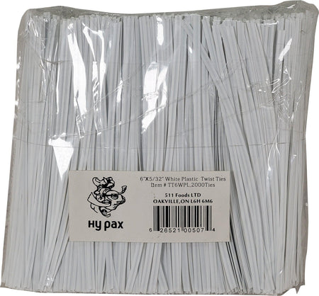 Hy Pax - 6" Twist Ties - White - TT6WPL