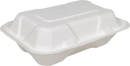 Eco-Craze - Bagasse Clamshell Container - 9x6x3"